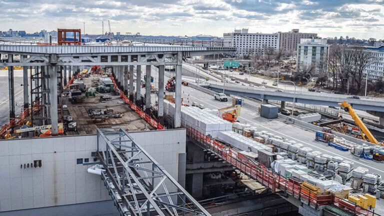 Aerial view of Terminal B's construction